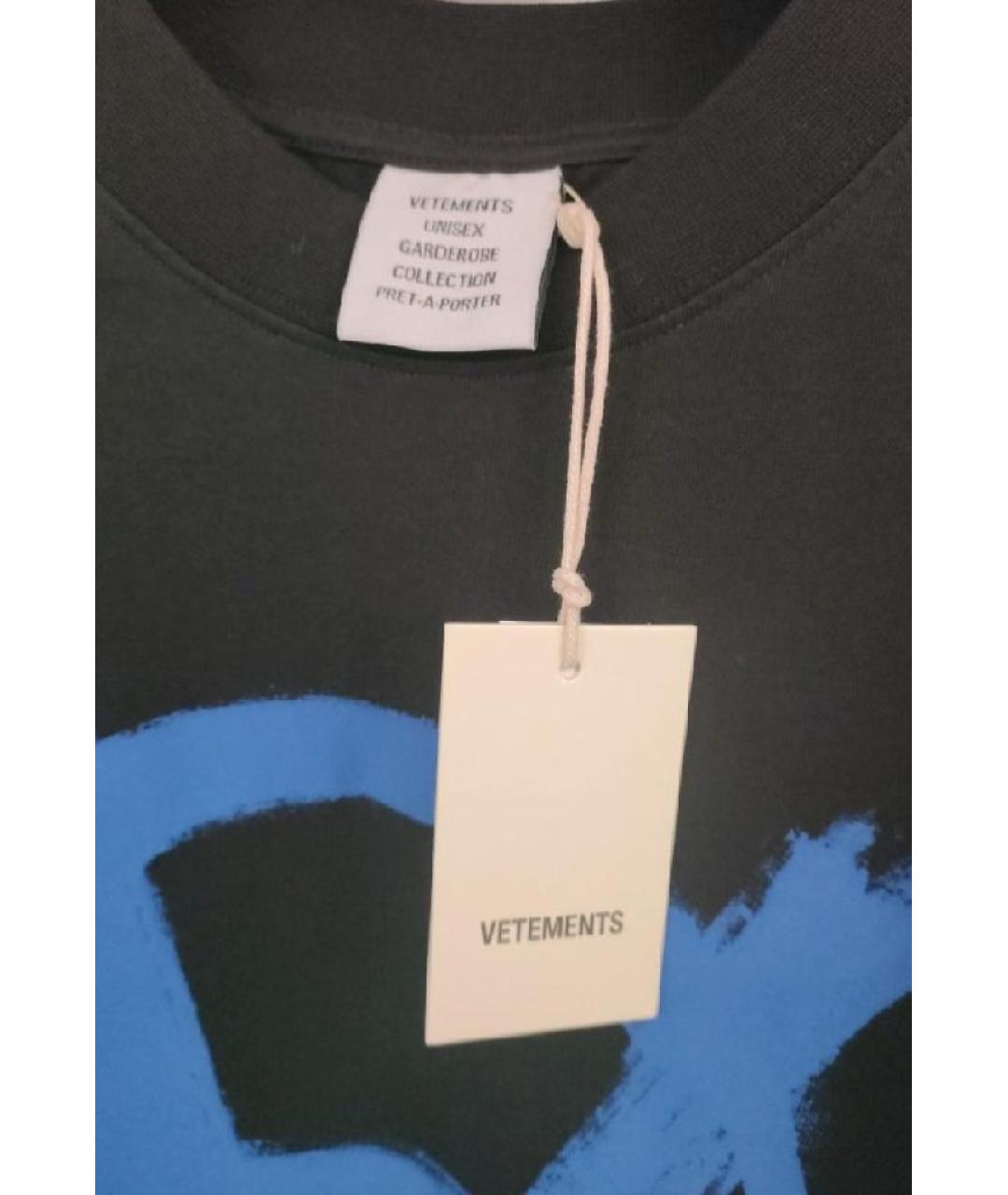 VETEMENTS Черная хлопковая футболка, фото 3