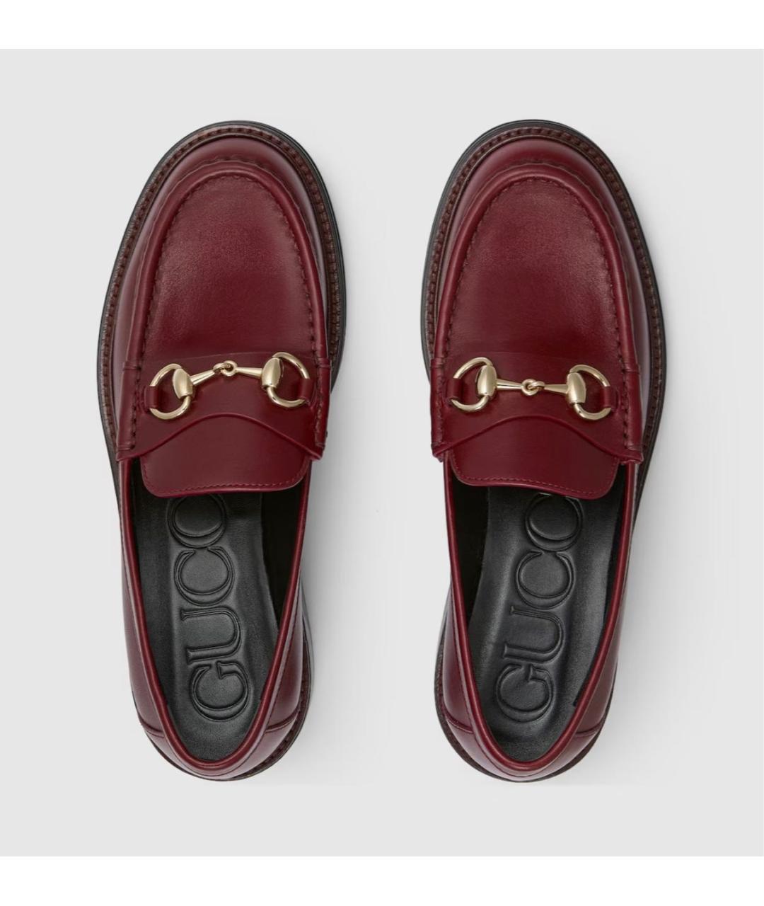 GUCCI Бордовые кожаные лоферы, фото 5
