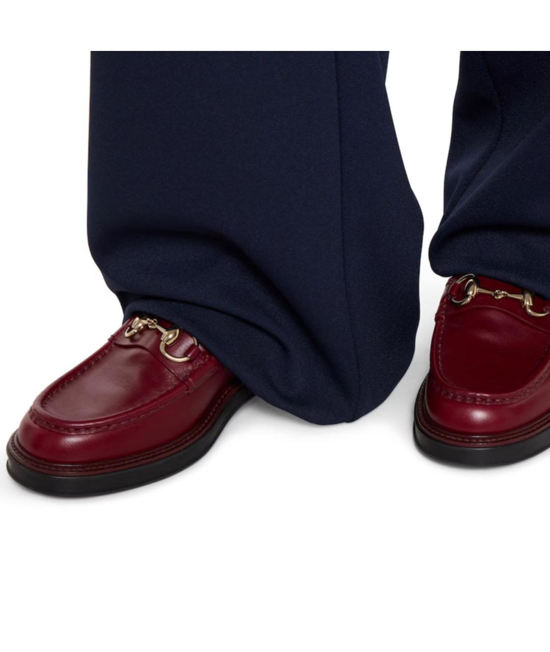 GUCCI Бордовые кожаные лоферы, фото 3