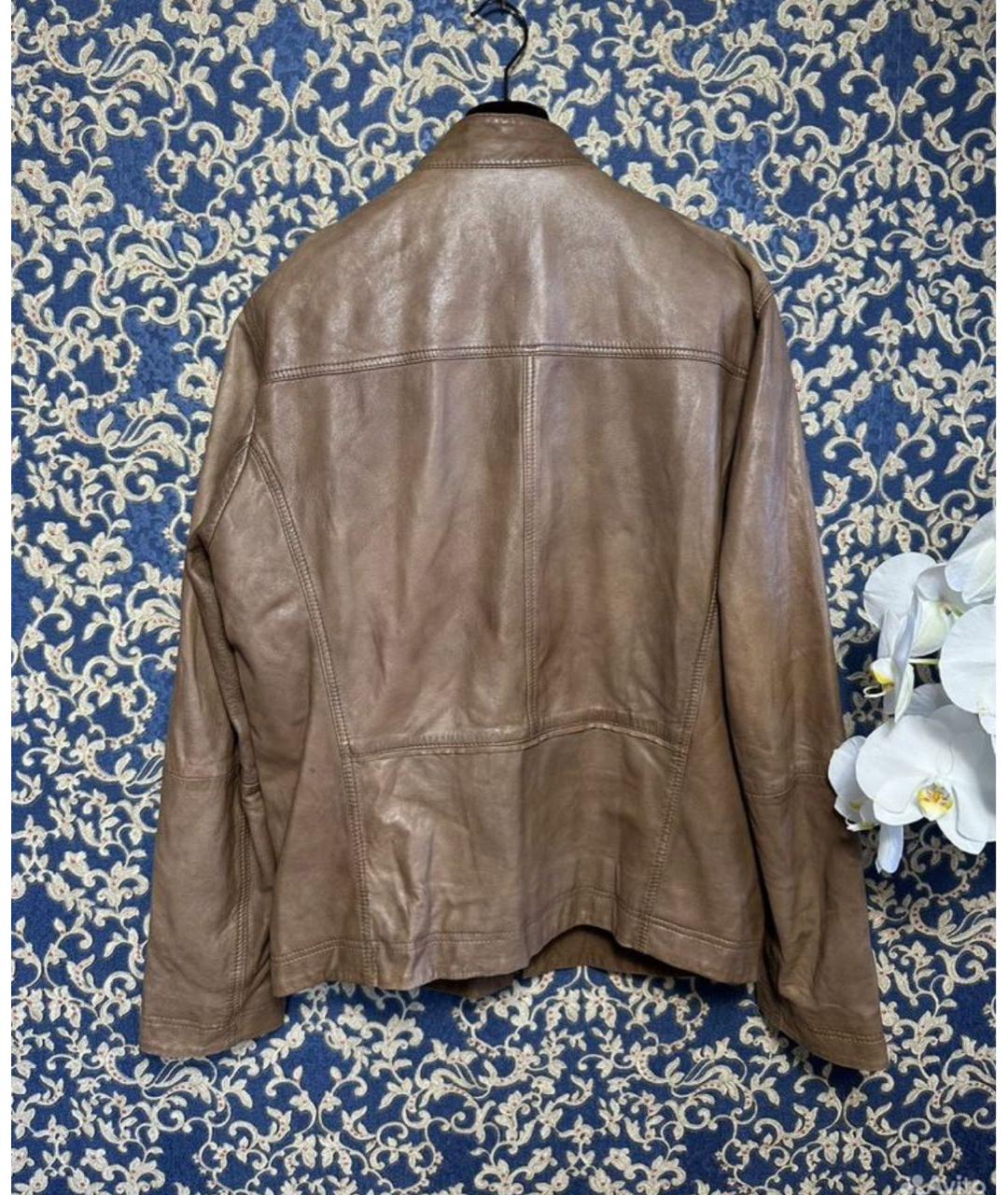 HUGO BOSS Коричневая кожаная куртка, фото 2