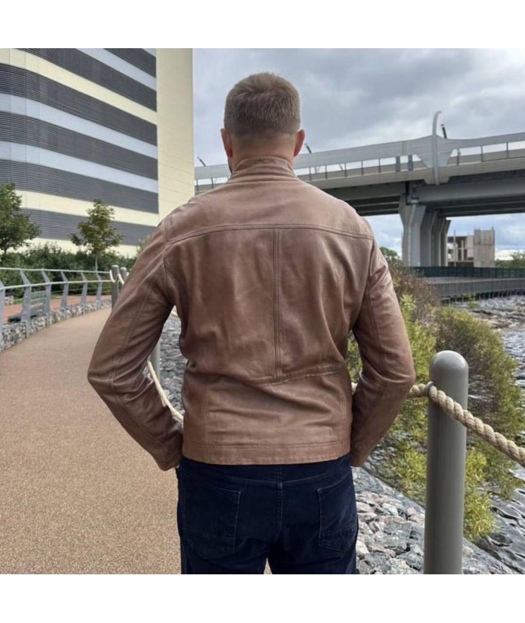 HUGO BOSS Коричневая кожаная куртка, фото 6