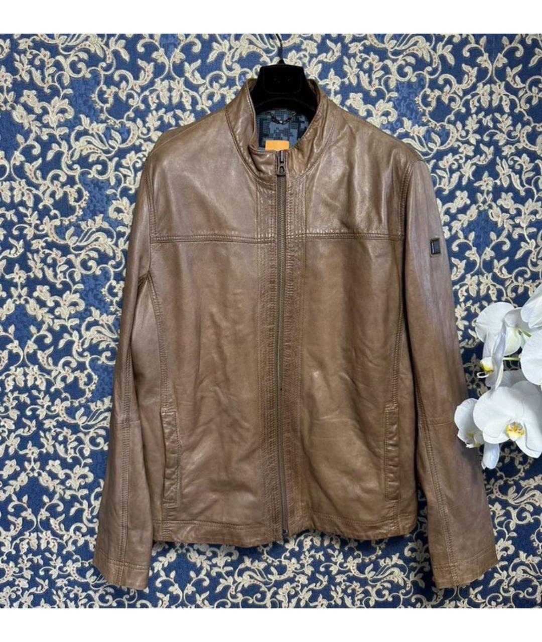 HUGO BOSS Коричневая кожаная куртка, фото 9
