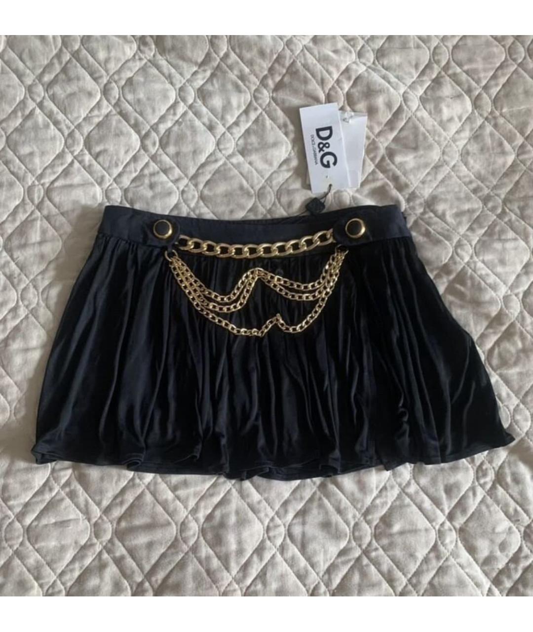 DOLCE&GABBANA Черная вискозная юбка мини, фото 6