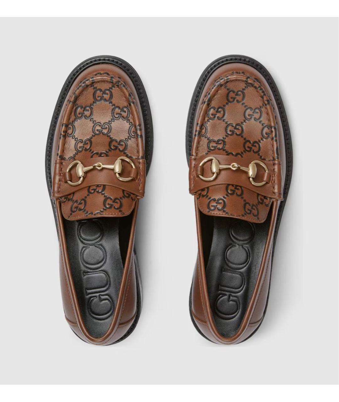 GUCCI Коричневые кожаные лоферы, фото 5