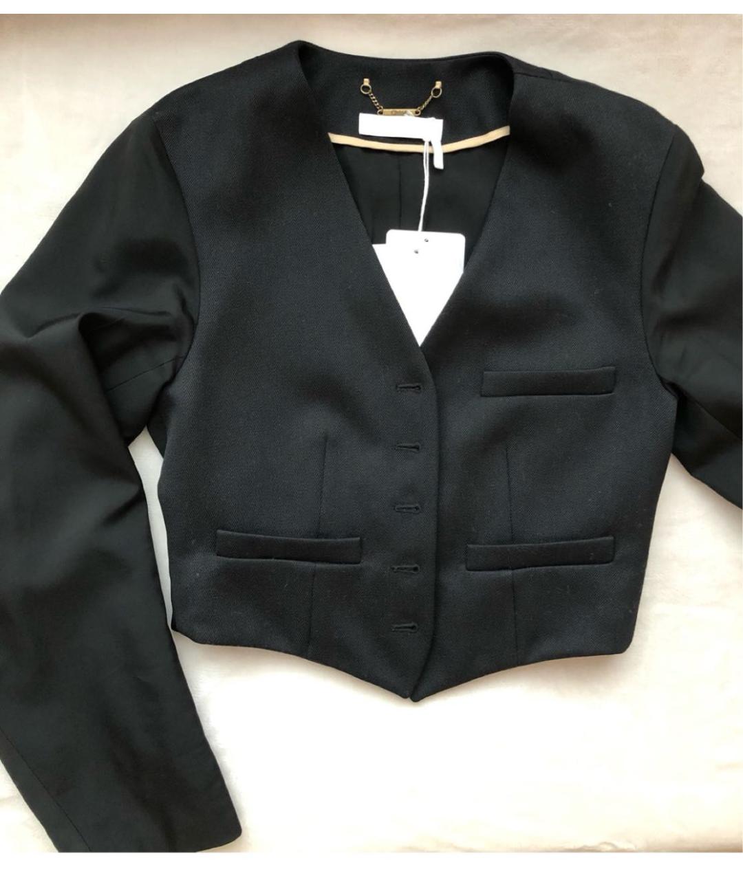 CHLOE Черный шерстяной жакет/пиджак, фото 4