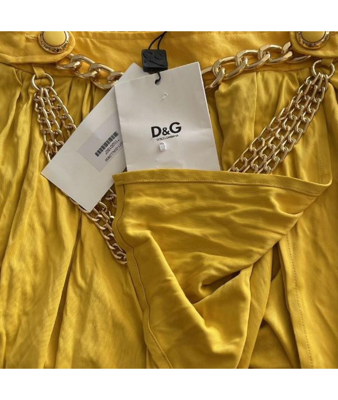 DOLCE&GABBANA Желтая вискозная юбка мини, фото 5