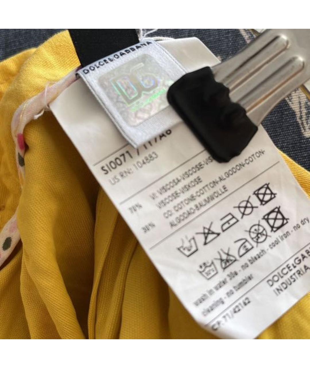 DOLCE&GABBANA Желтая вискозная юбка мини, фото 6