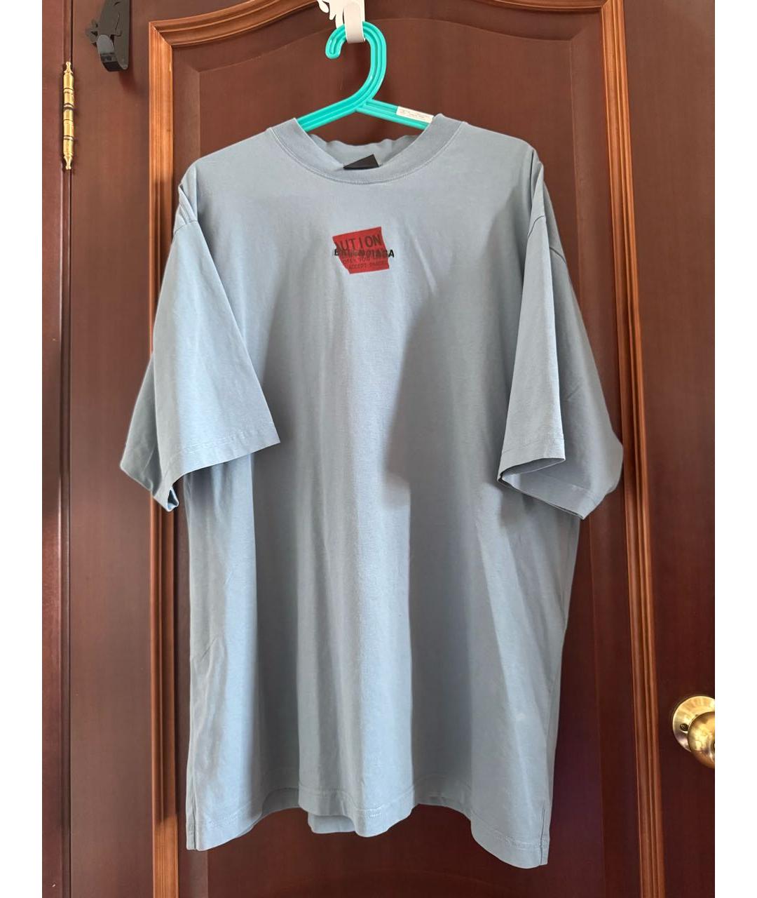 BALENCIAGA Синяя хлопковая футболка, фото 8