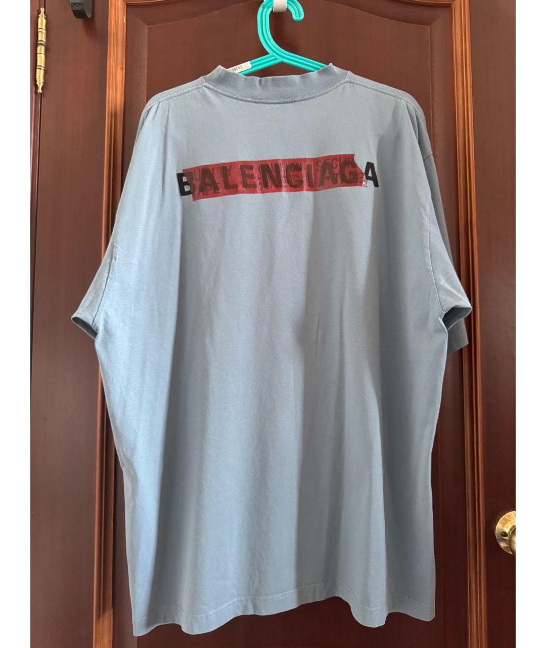 BALENCIAGA Синяя хлопковая футболка, фото 2