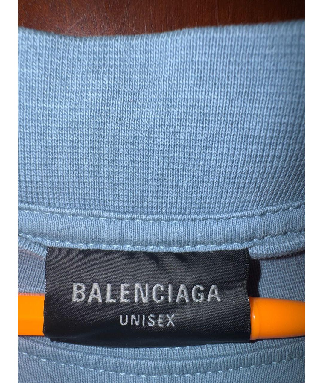 BALENCIAGA Синяя хлопковая футболка, фото 3