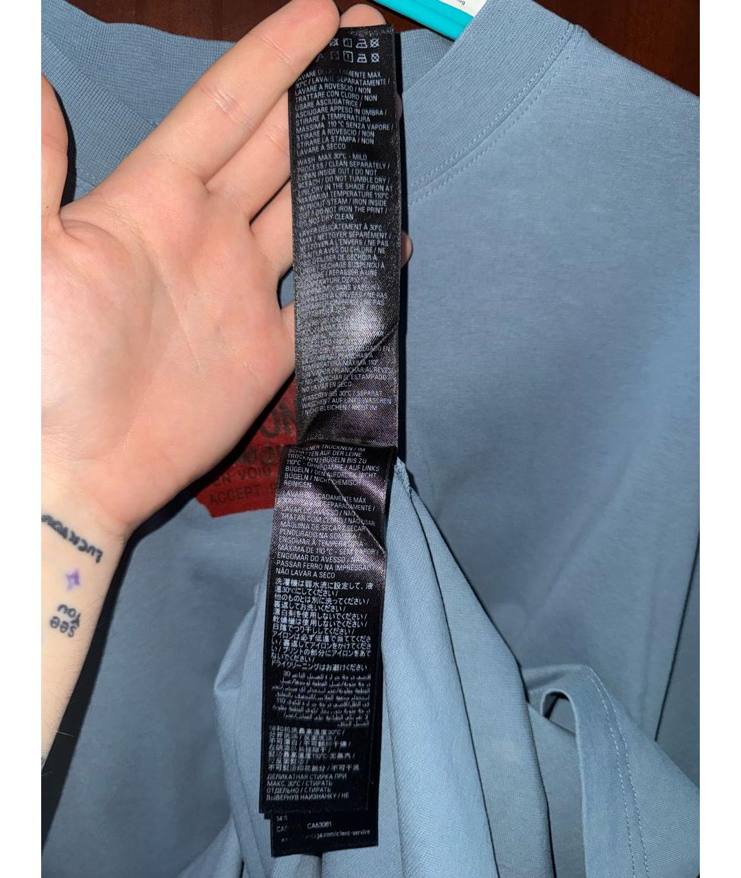 BALENCIAGA Синяя хлопковая футболка, фото 5