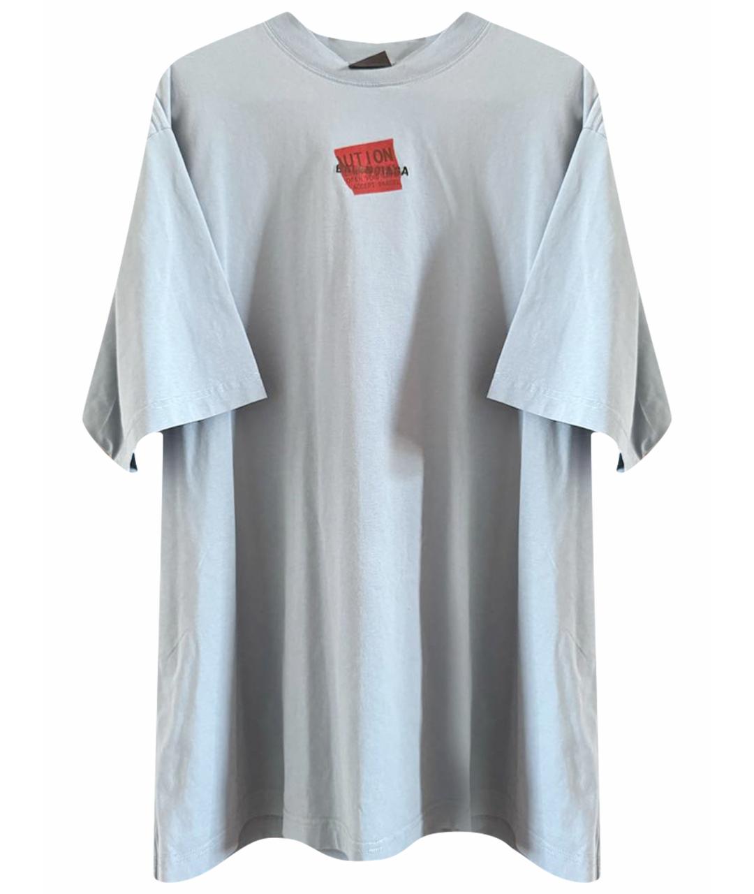 BALENCIAGA Синяя хлопковая футболка, фото 1