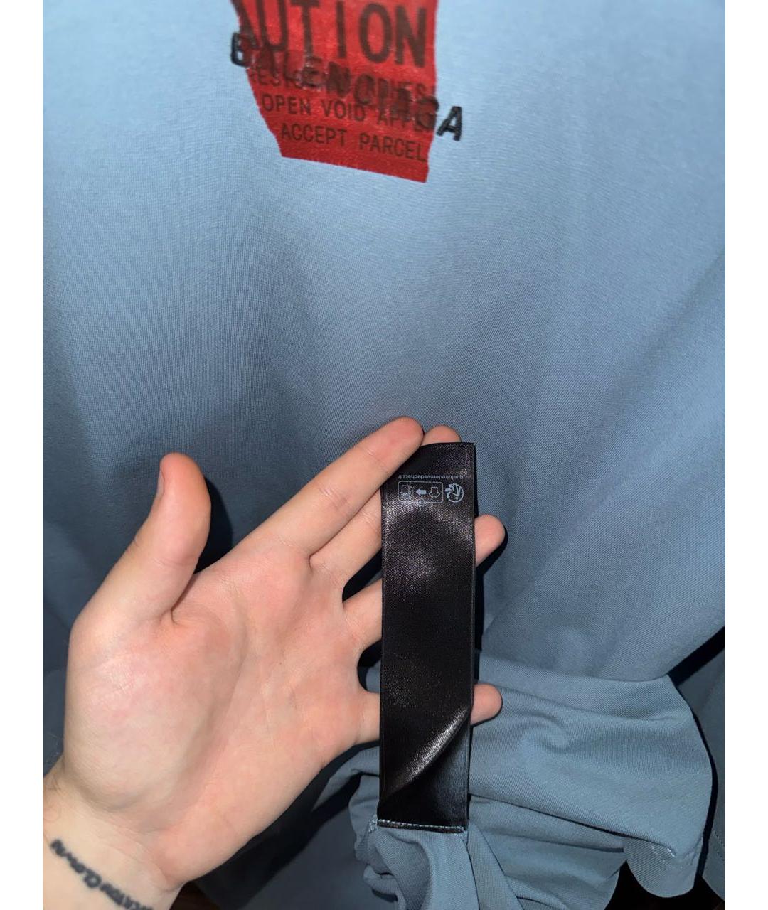 BALENCIAGA Синяя хлопковая футболка, фото 7