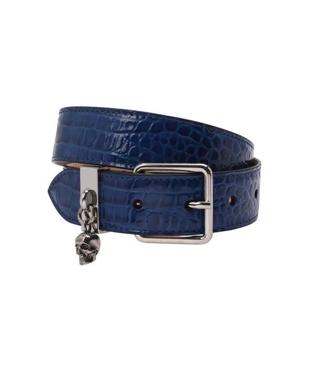 ALEXANDER MCQUEEN Синий кожаный ремень, фото 1