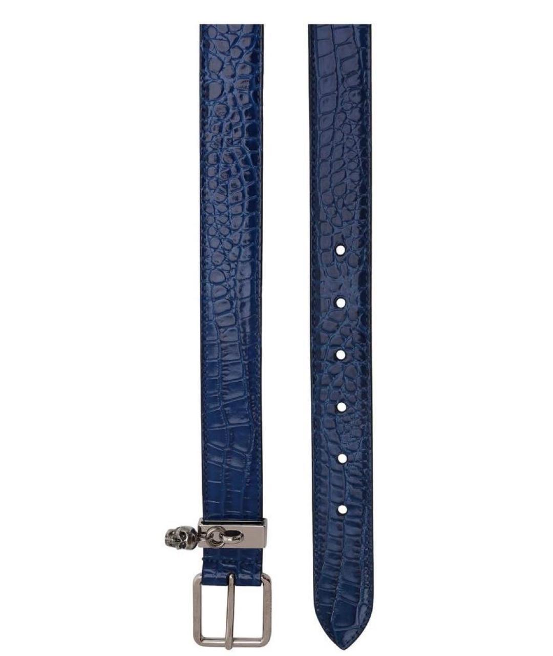 ALEXANDER MCQUEEN Синий кожаный ремень, фото 4