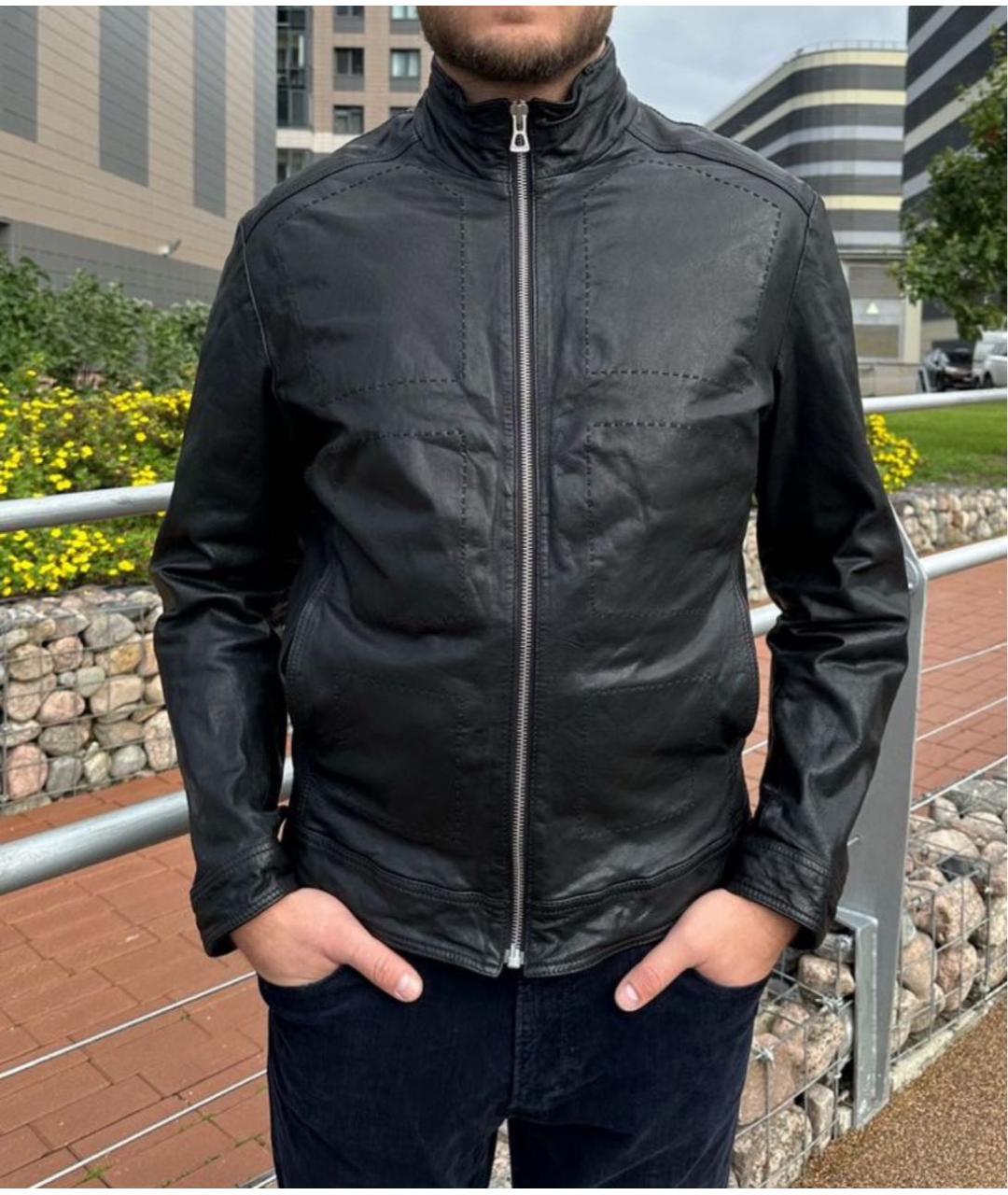 HUGO BOSS Черная кожаная куртка, фото 6