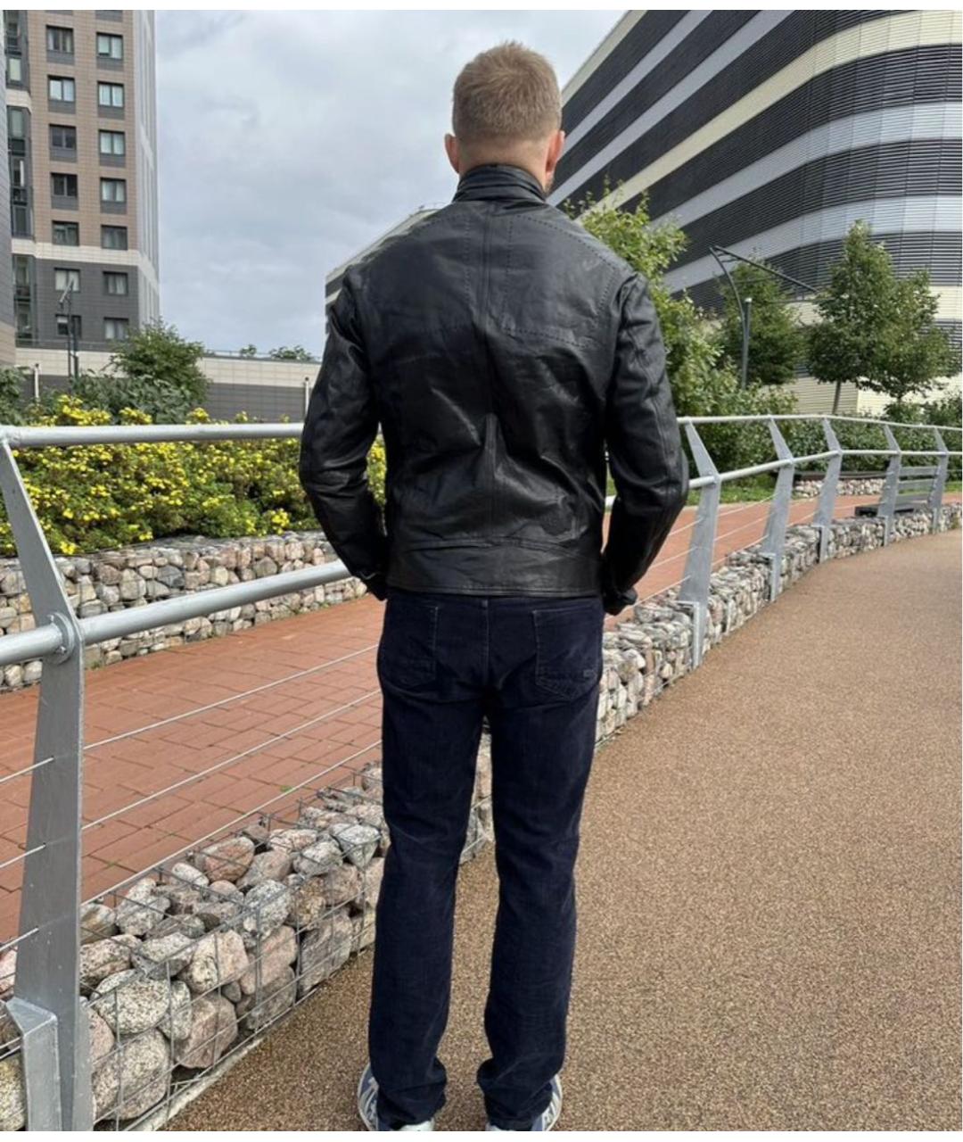 HUGO BOSS Черная кожаная куртка, фото 5