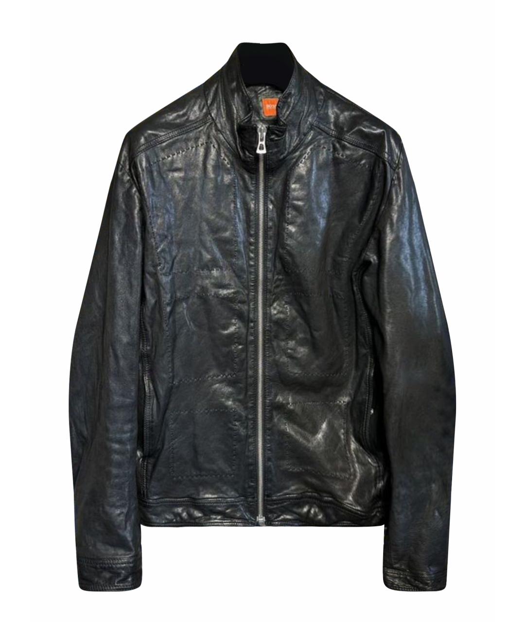 HUGO BOSS Черная кожаная куртка, фото 1