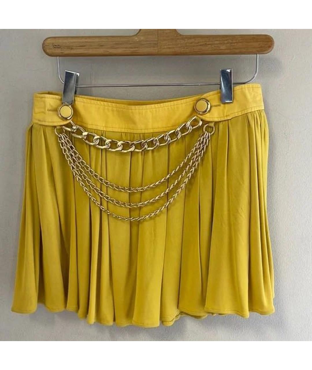 DOLCE&GABBANA Желтая вискозная юбка мини, фото 2
