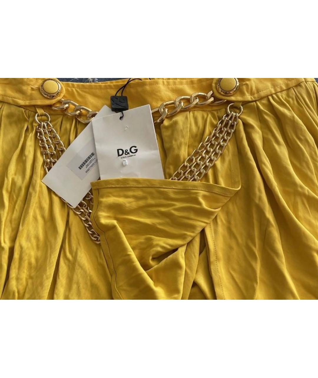 DOLCE&GABBANA Желтая вискозная юбка мини, фото 5