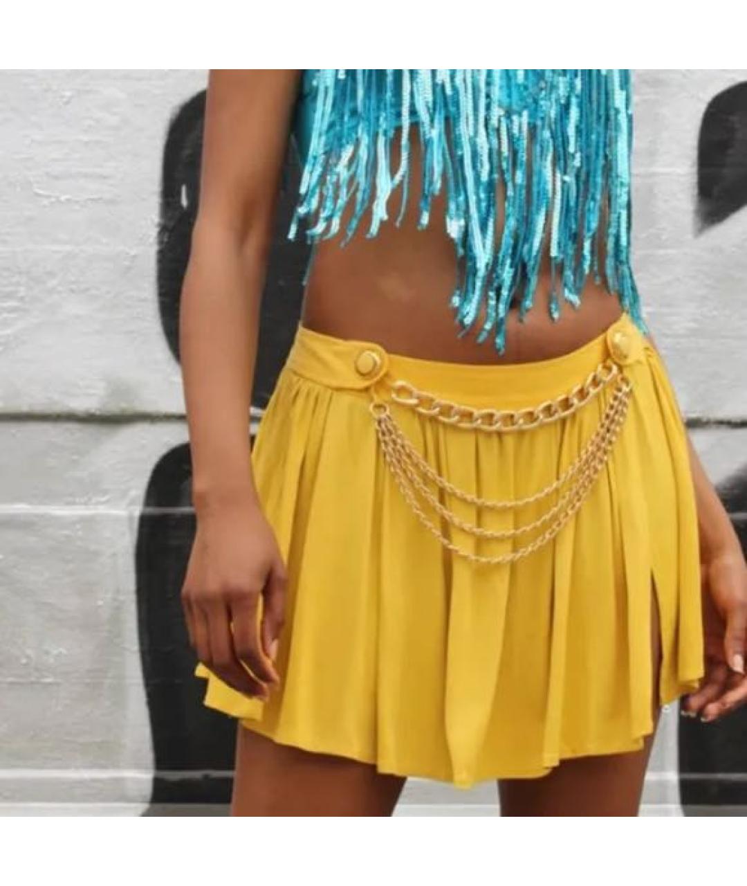 DOLCE&GABBANA Желтая вискозная юбка мини, фото 3