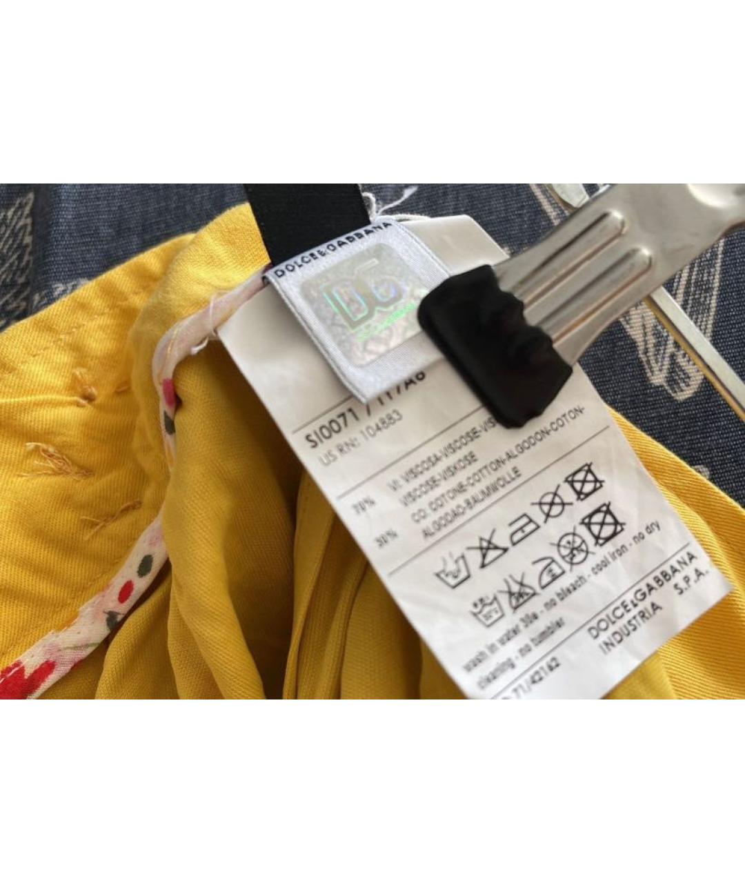 DOLCE&GABBANA Желтая вискозная юбка мини, фото 6