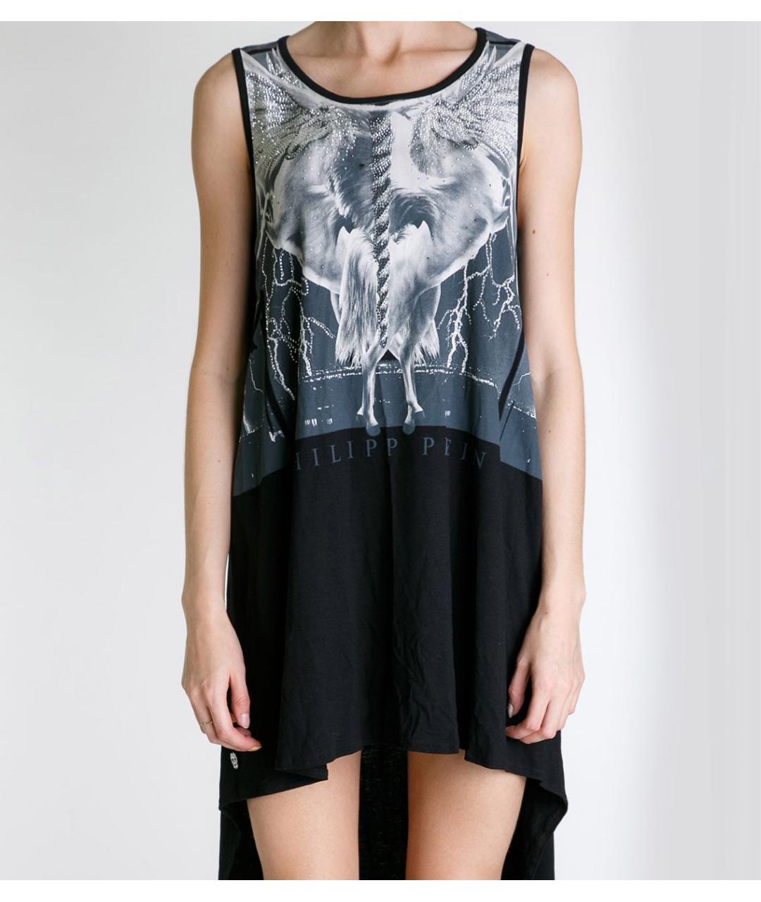 PHILIPP PLEIN Черное вискозное коктейльное платье, фото 3