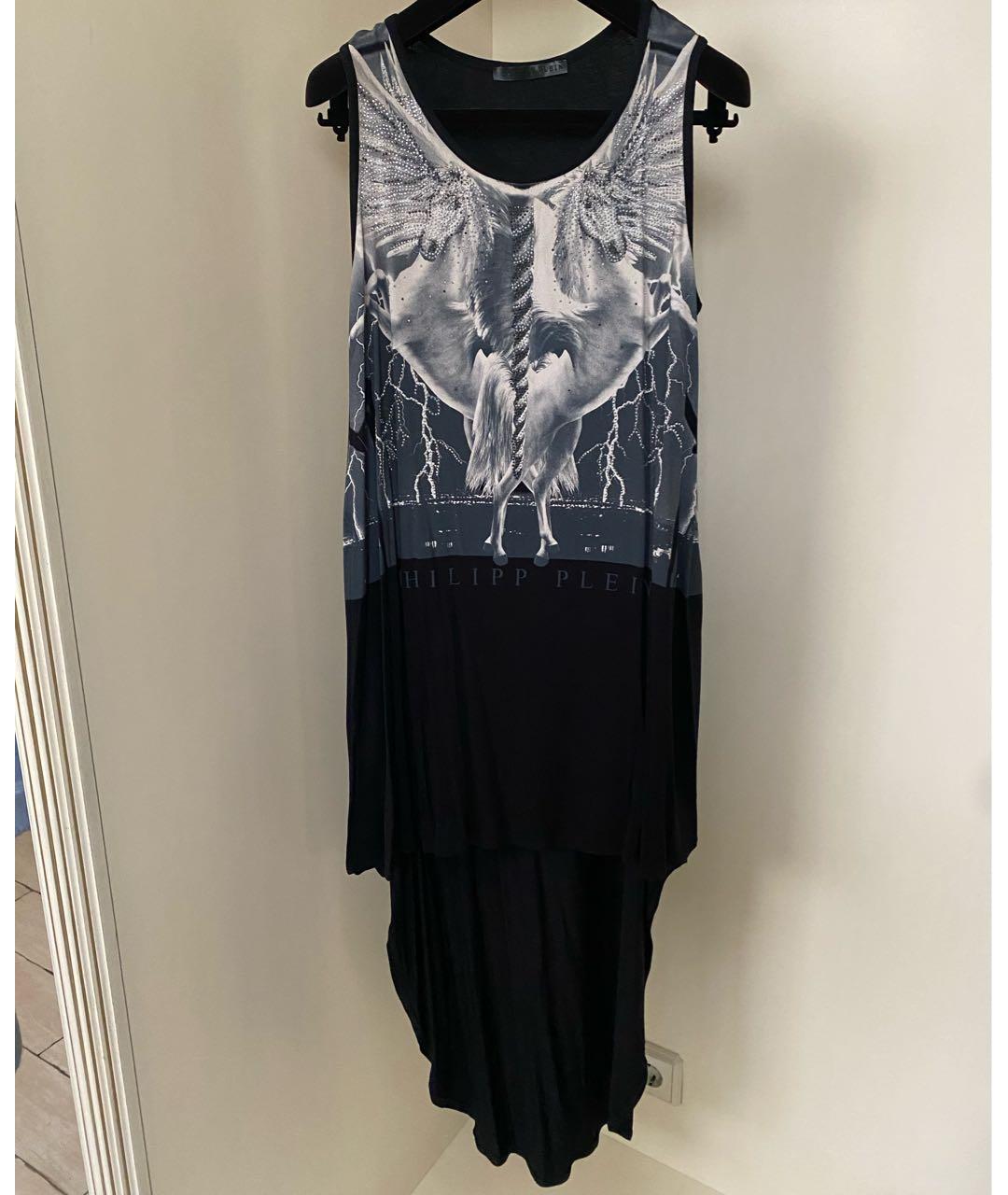 PHILIPP PLEIN Черное вискозное коктейльное платье, фото 5