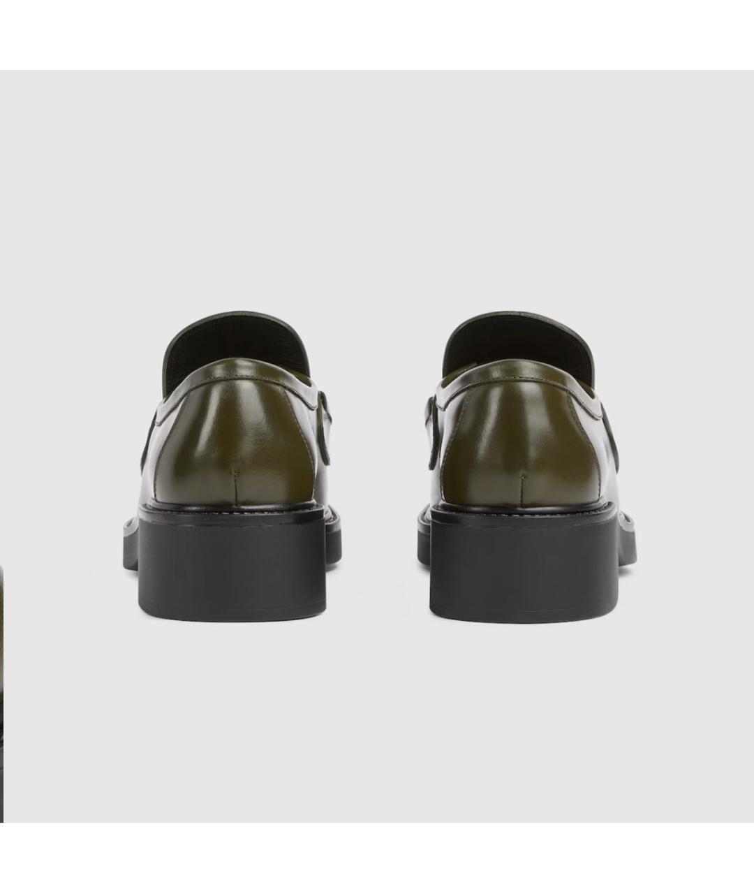 GUCCI Хаки кожаные лоферы, фото 5