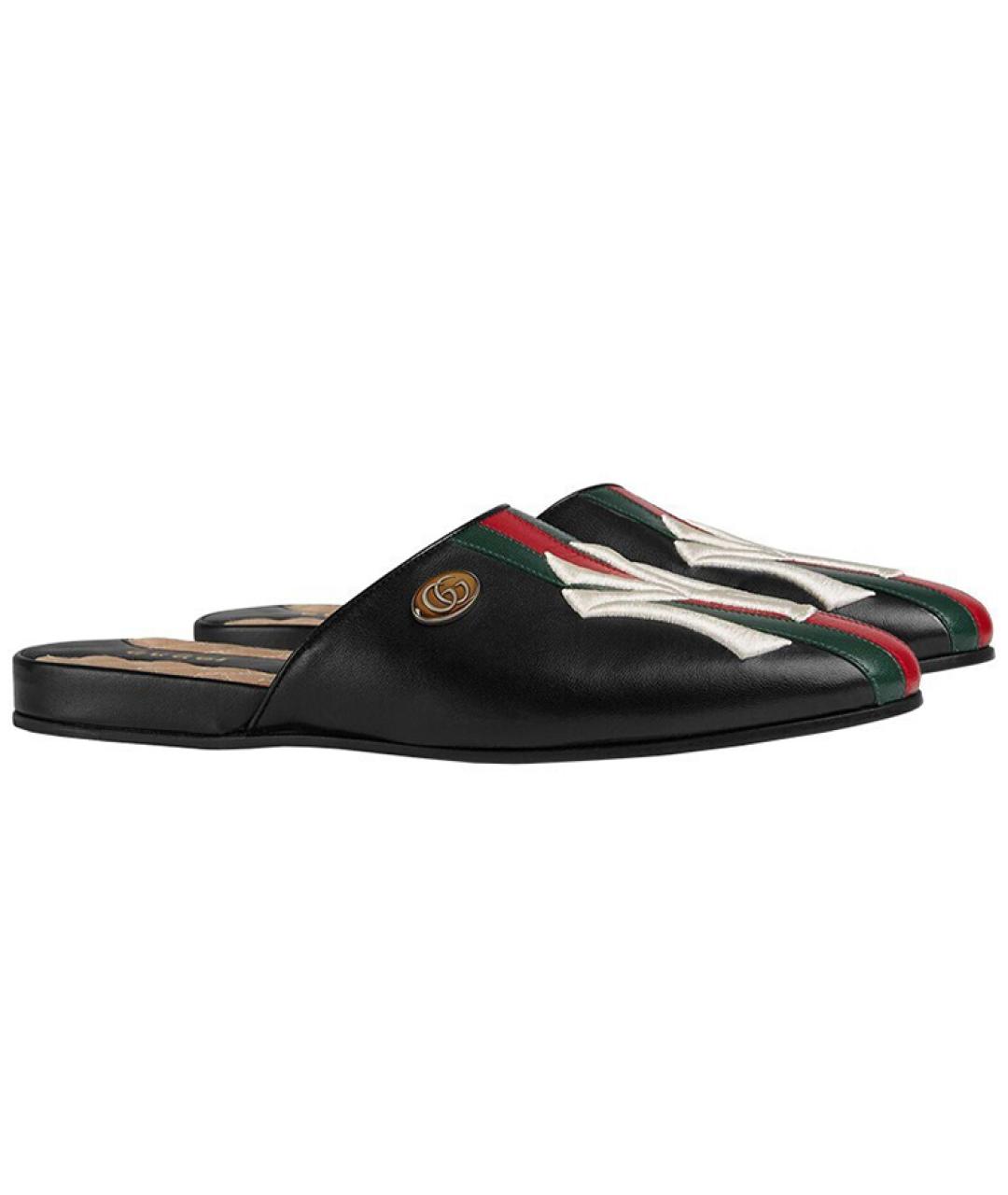 GUCCI Черные кожаные мюли, фото 2