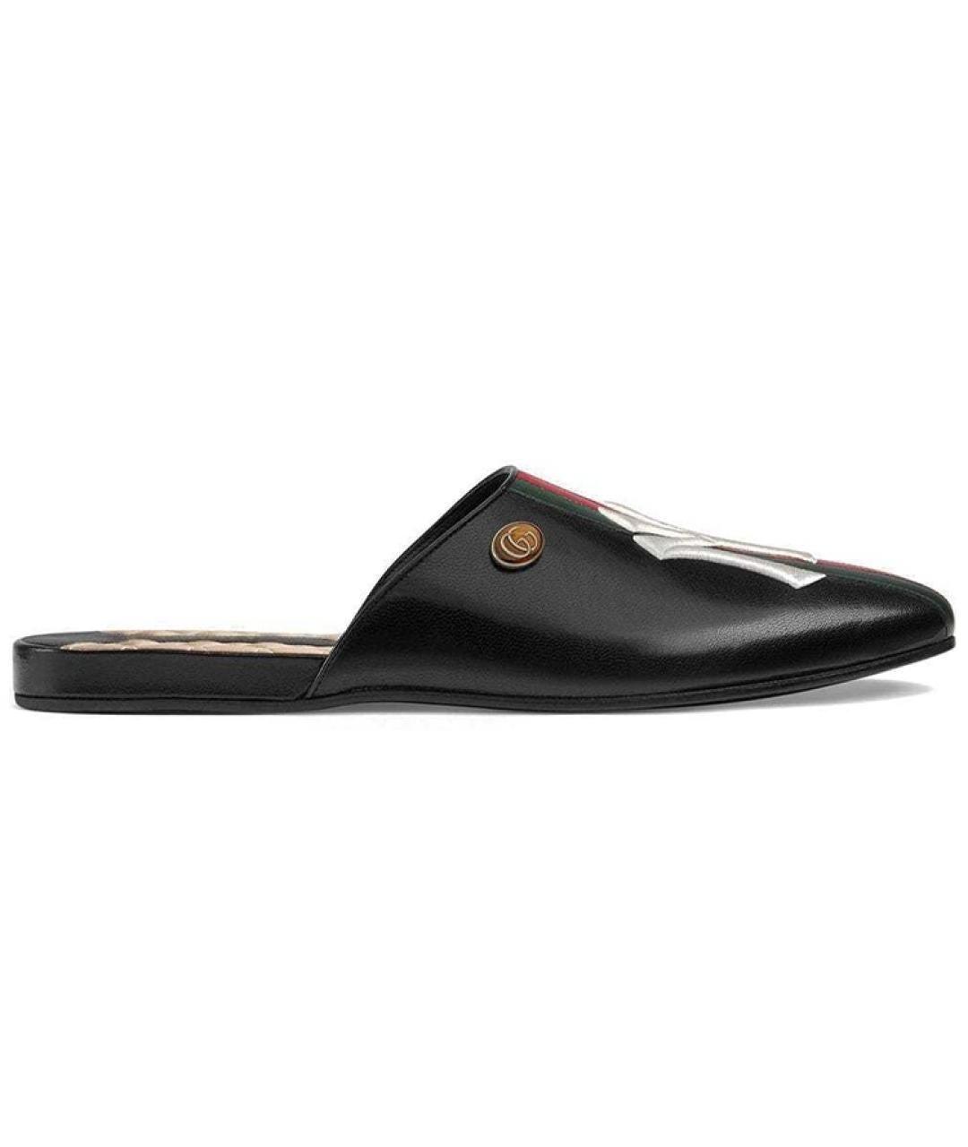 GUCCI Черные кожаные мюли, фото 1