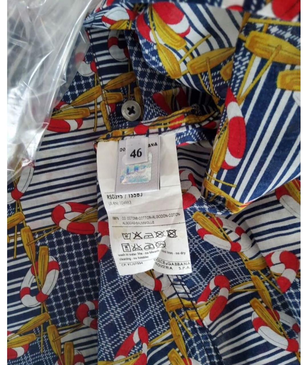 DOLCE&GABBANA Мульти хлопковая кэжуал рубашка, фото 4