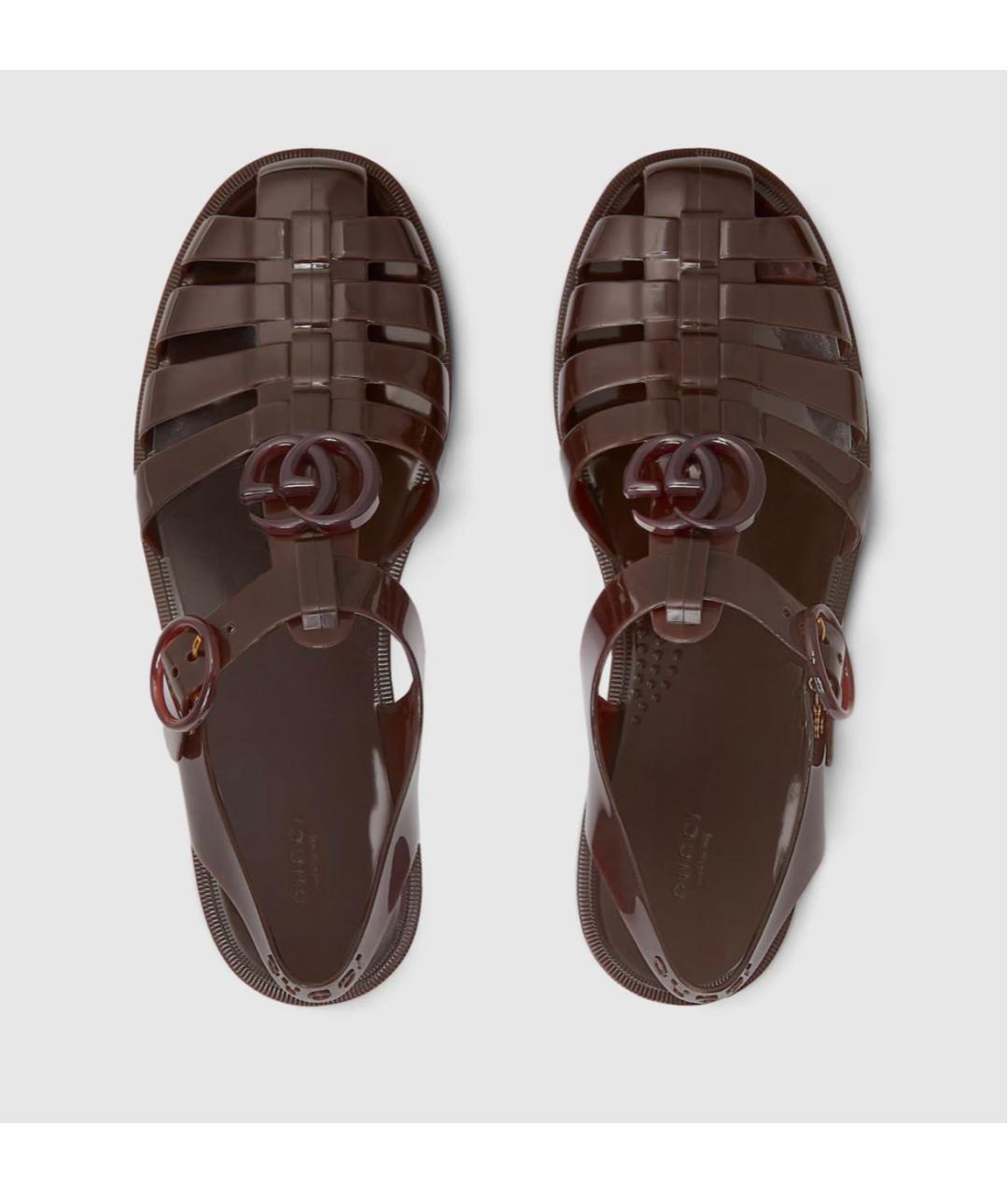 GUCCI Коричневые резиновые сандалии, фото 5