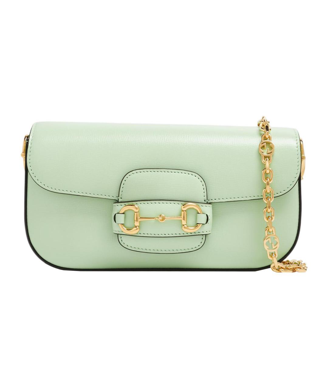 GUCCI Салатовая кожаная сумка через плечо, фото 1