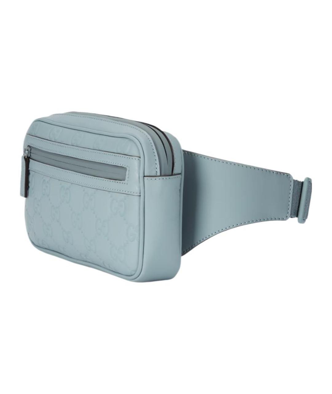 GUCCI Голубая кожаная поясная сумка, фото 2
