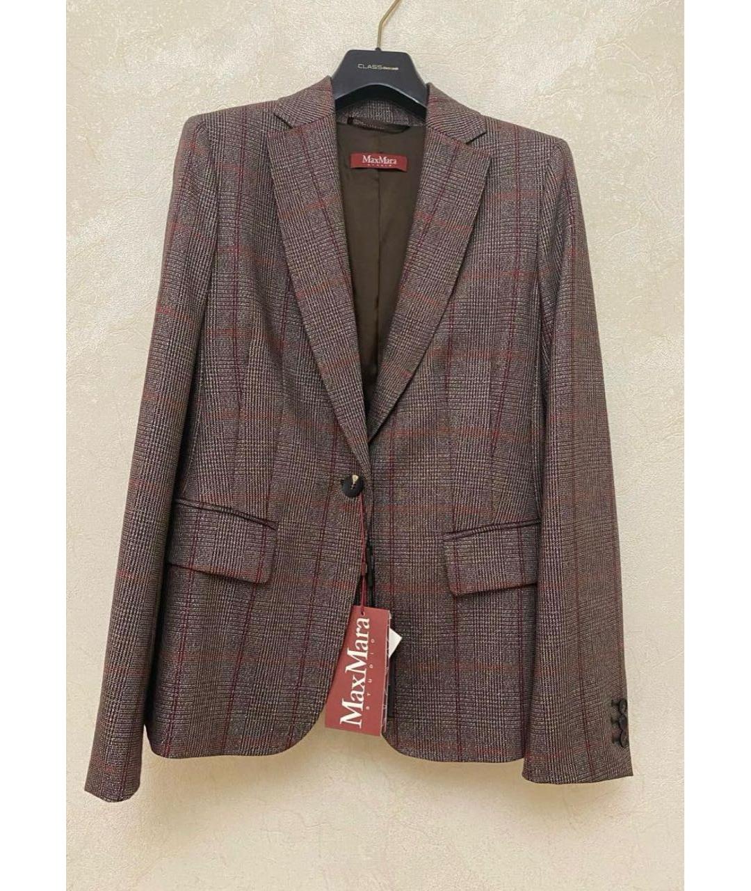 MAX MARA STUDIO Коричневый шерстяной жакет/пиджак, фото 5