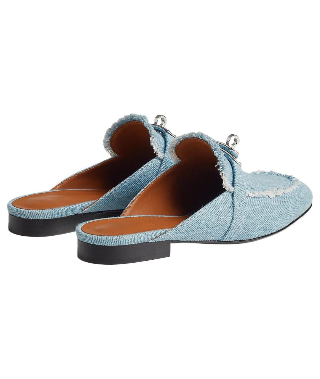 HERMES Голубые мюли, фото 4