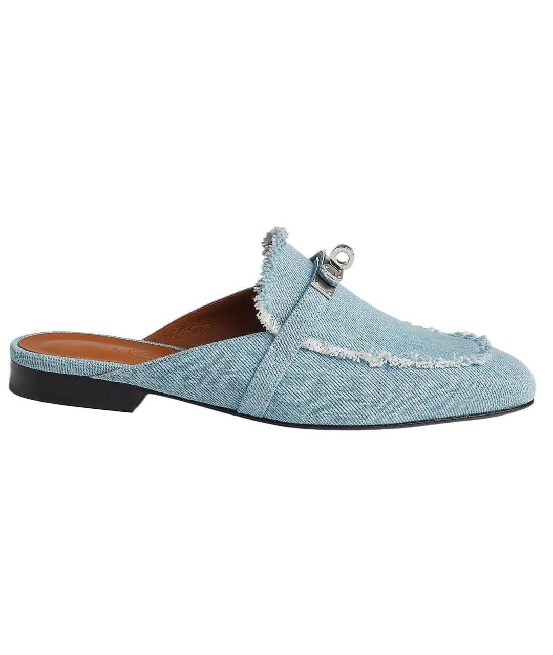 HERMES Голубые мюли, фото 1