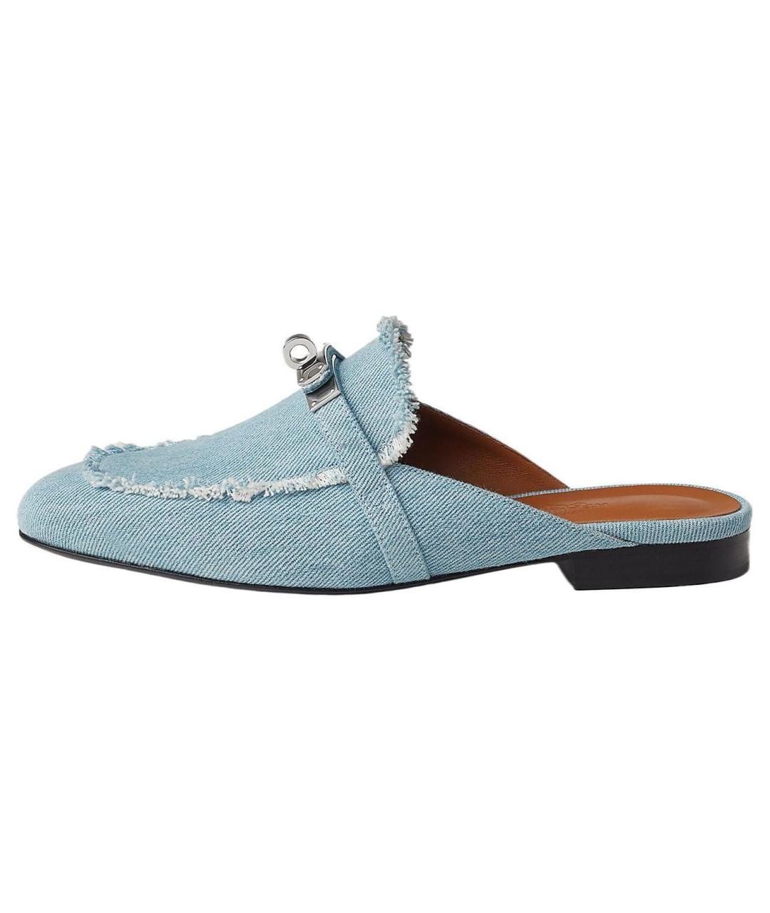 HERMES Голубые мюли, фото 2