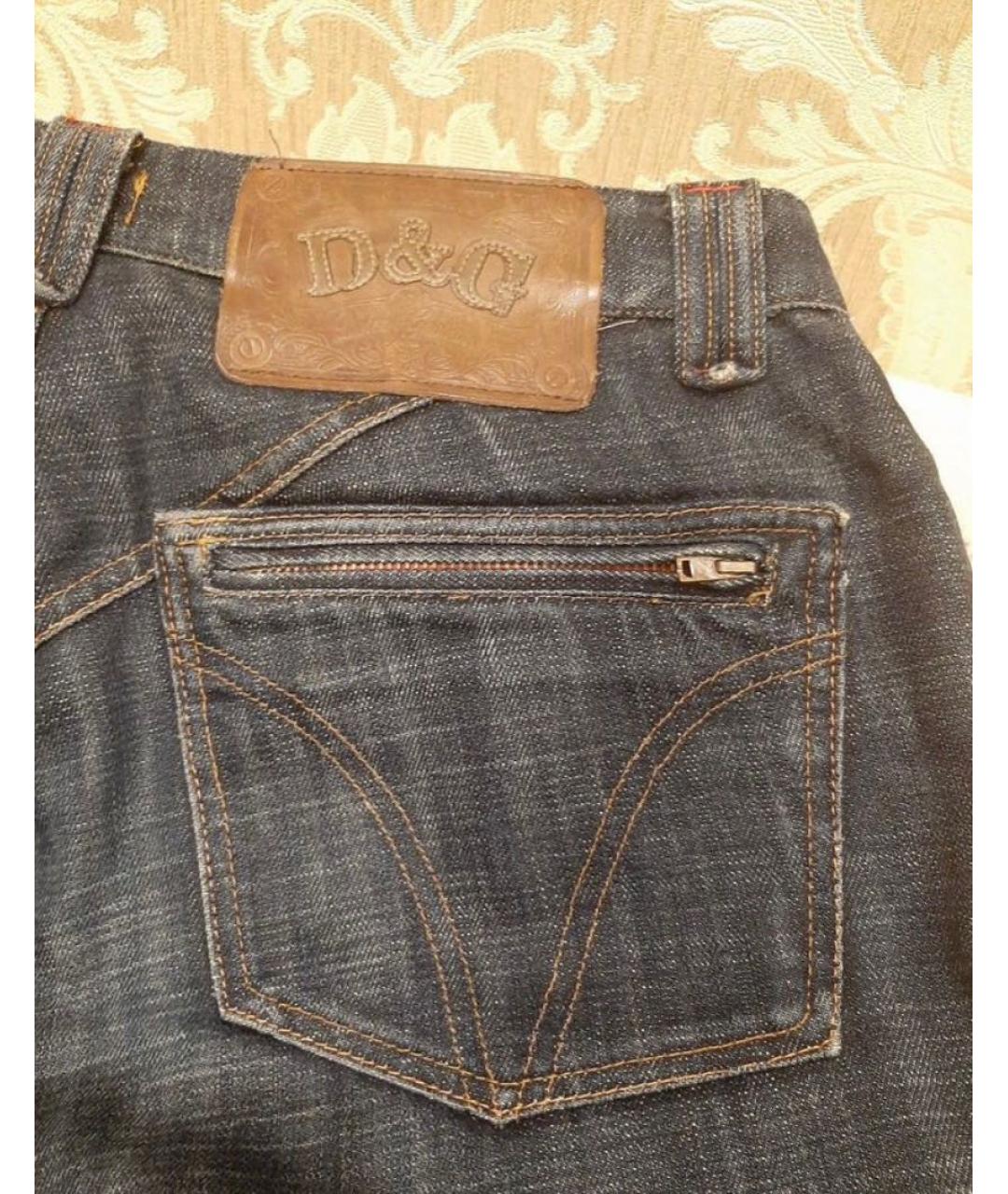 DOLCE&GABBANA Темно-синие хлопковые прямые джинсы, фото 5