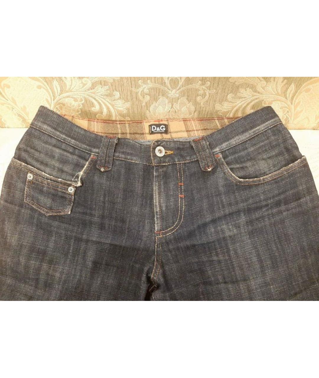 DOLCE&GABBANA Темно-синие хлопковые прямые джинсы, фото 3