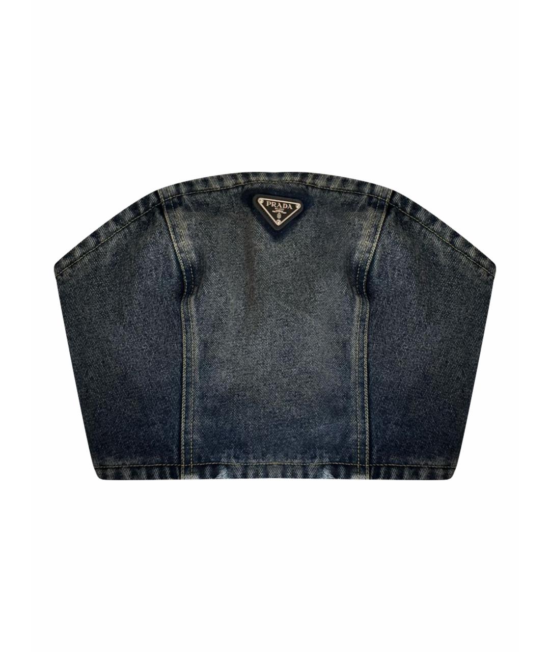 PRADA Темно-синий деним корсет, фото 1