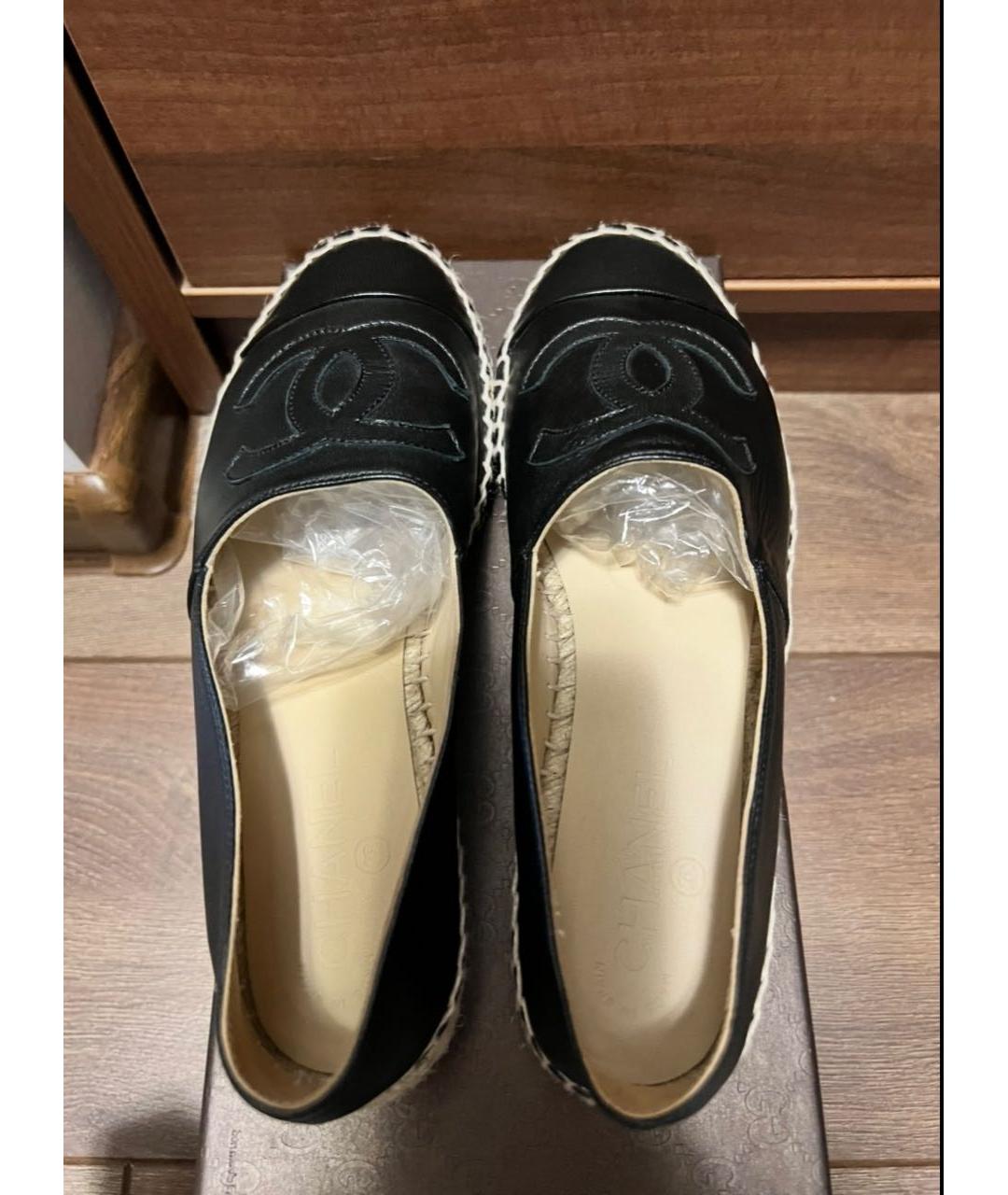 CHANEL Черные кожаные эспадрильи, фото 3