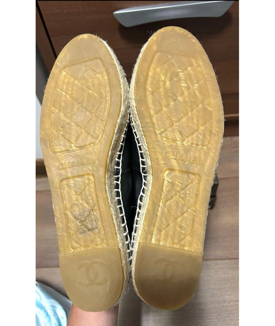 CHANEL Черные кожаные эспадрильи, фото 6