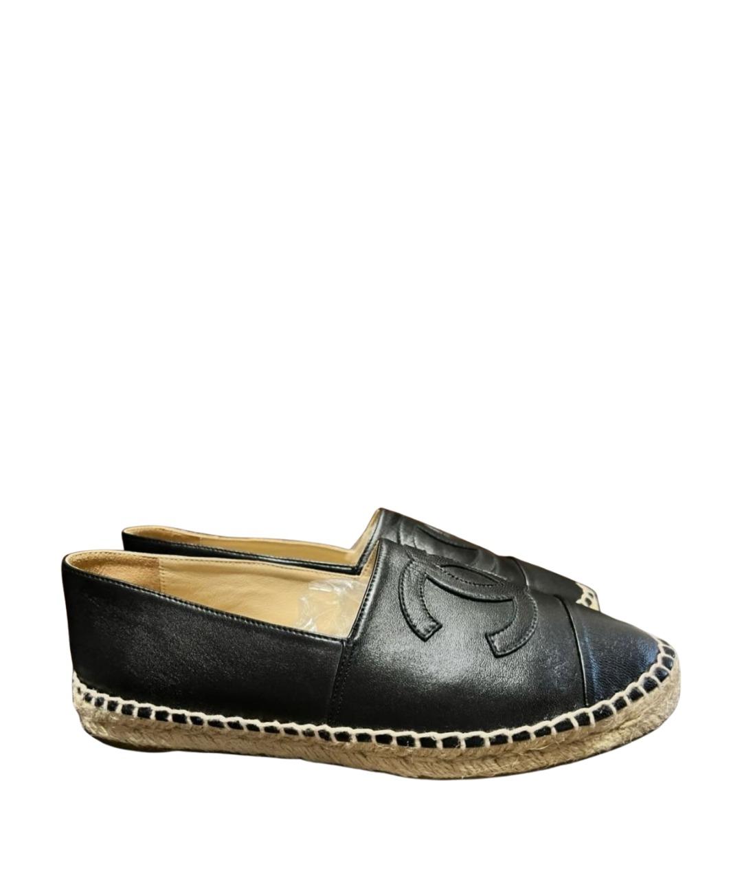 CHANEL Черные кожаные эспадрильи, фото 1