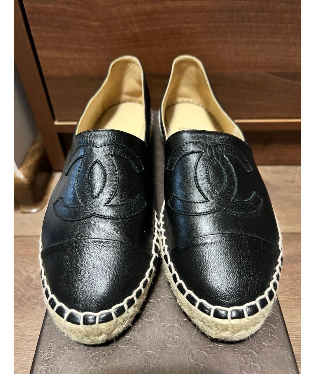 CHANEL Черные кожаные эспадрильи, фото 2