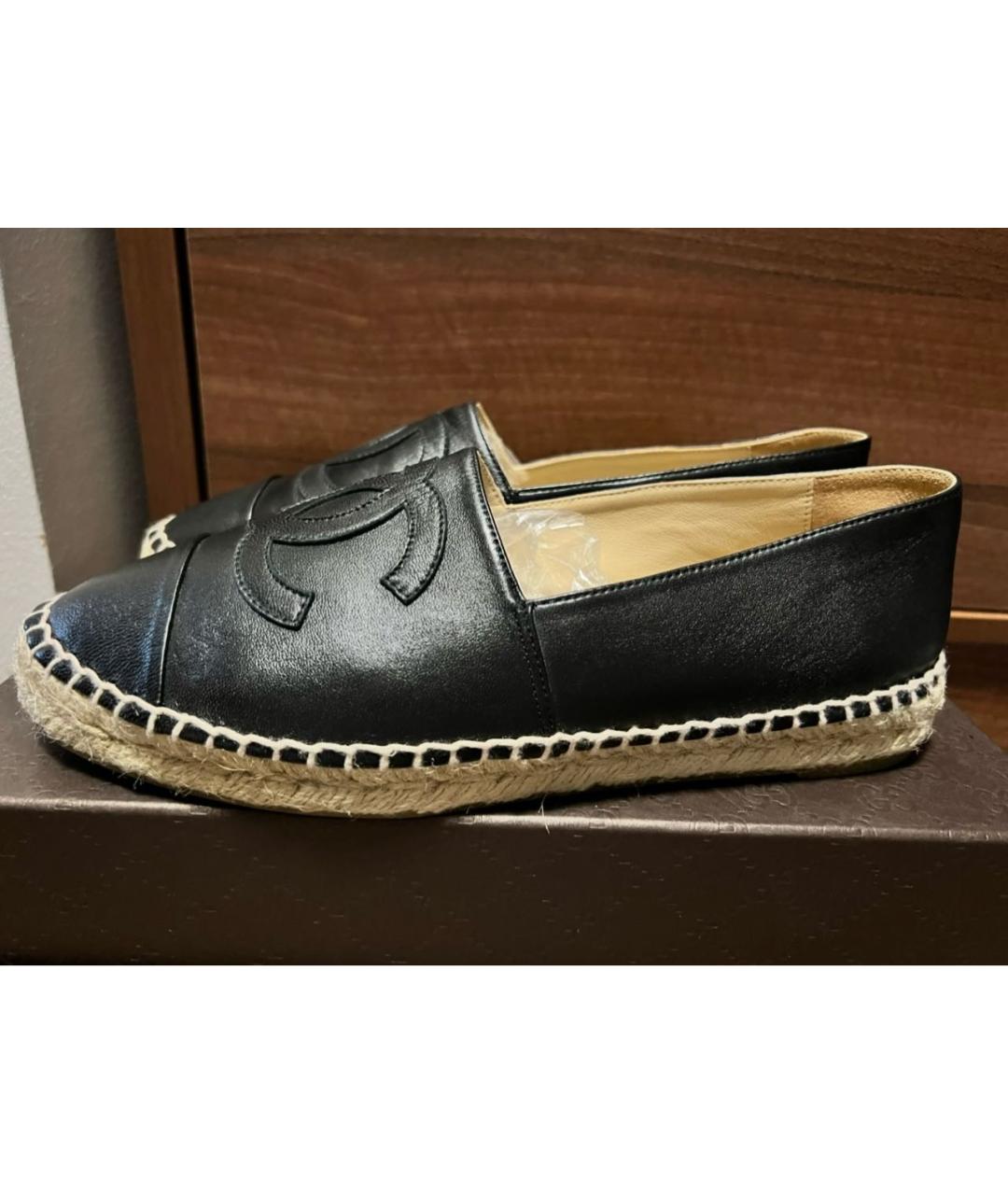 CHANEL Черные кожаные эспадрильи, фото 7