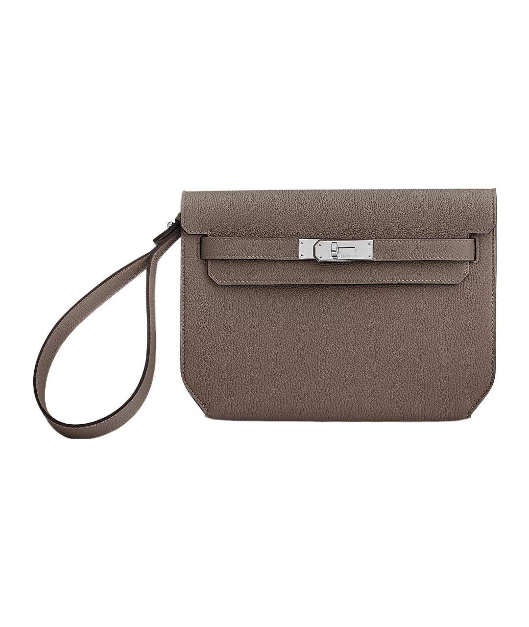 HERMES Серая кожаная папка для документов, фото 1