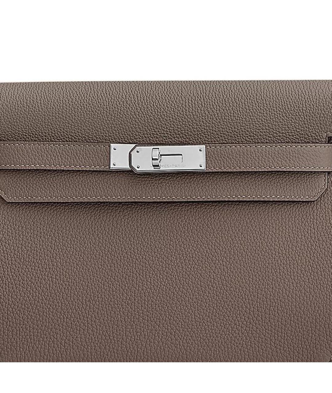 HERMES Серая кожаная папка для документов, фото 4