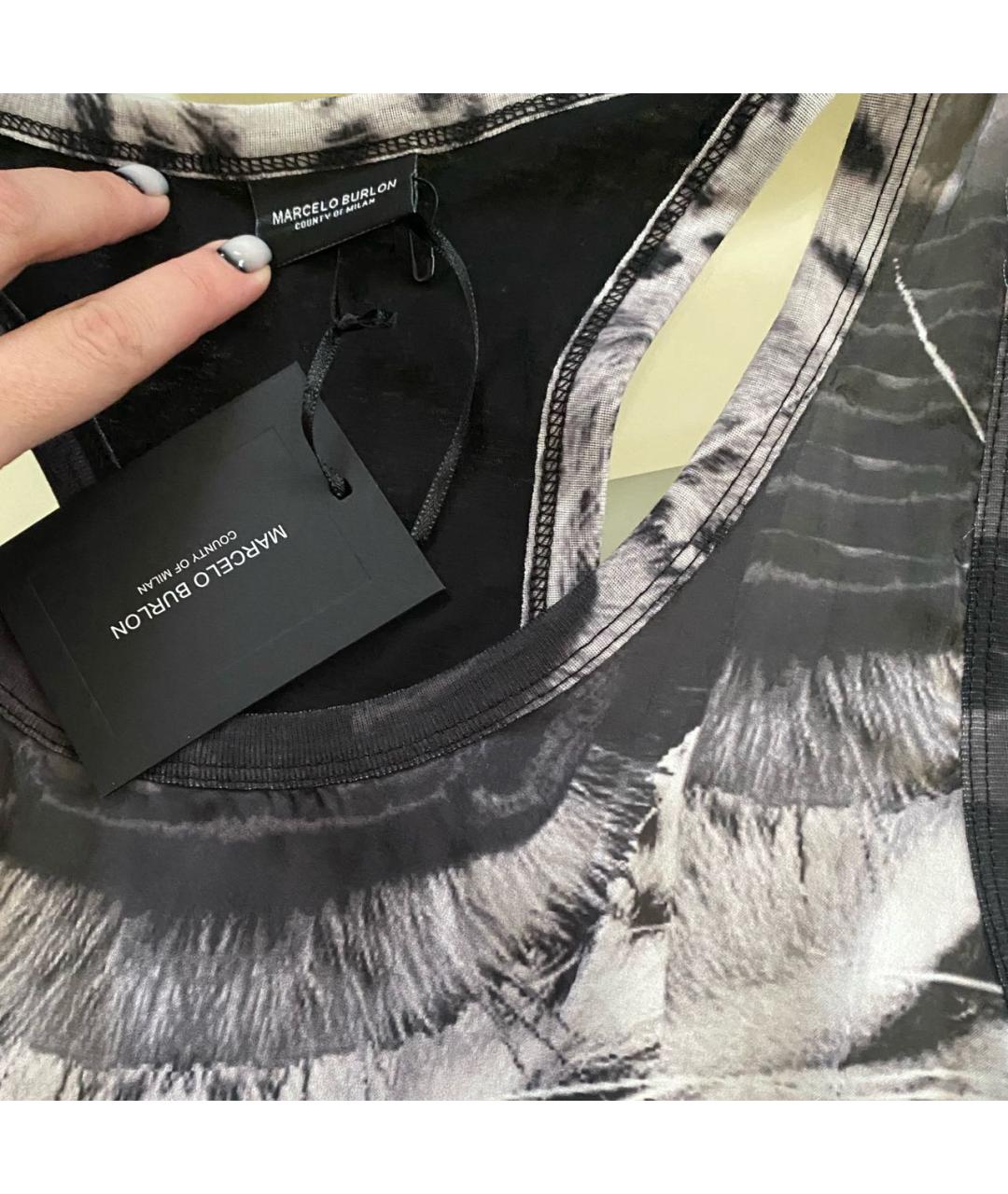 MARCELO BURLON Антрацитовая хлопковая майка, фото 8